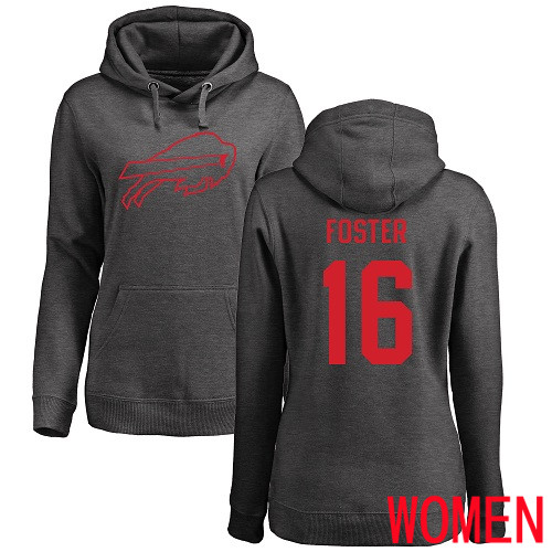 NFL Women Buffalo Bills #16 Robert Foster Ash One Color Pullover Hoodie Sweatshirt